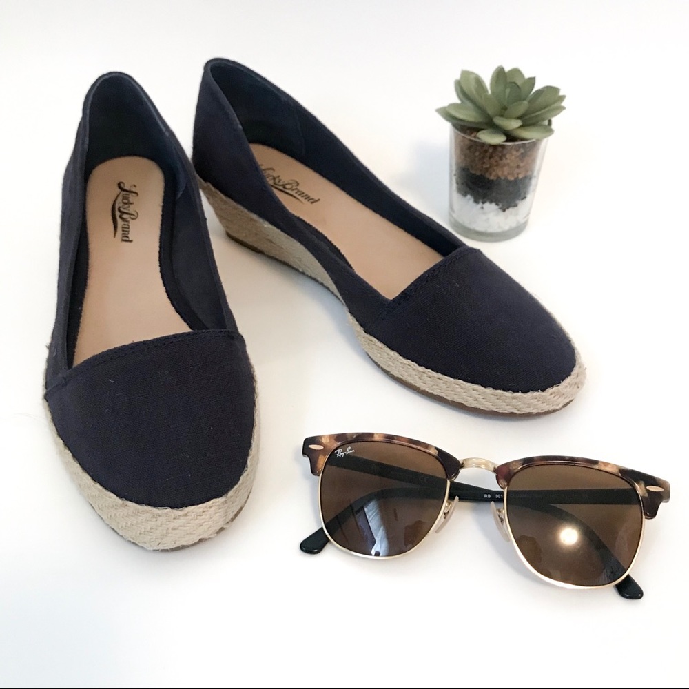 Lucky Brand Navy Espadrilles Wedges Summer Shoe
